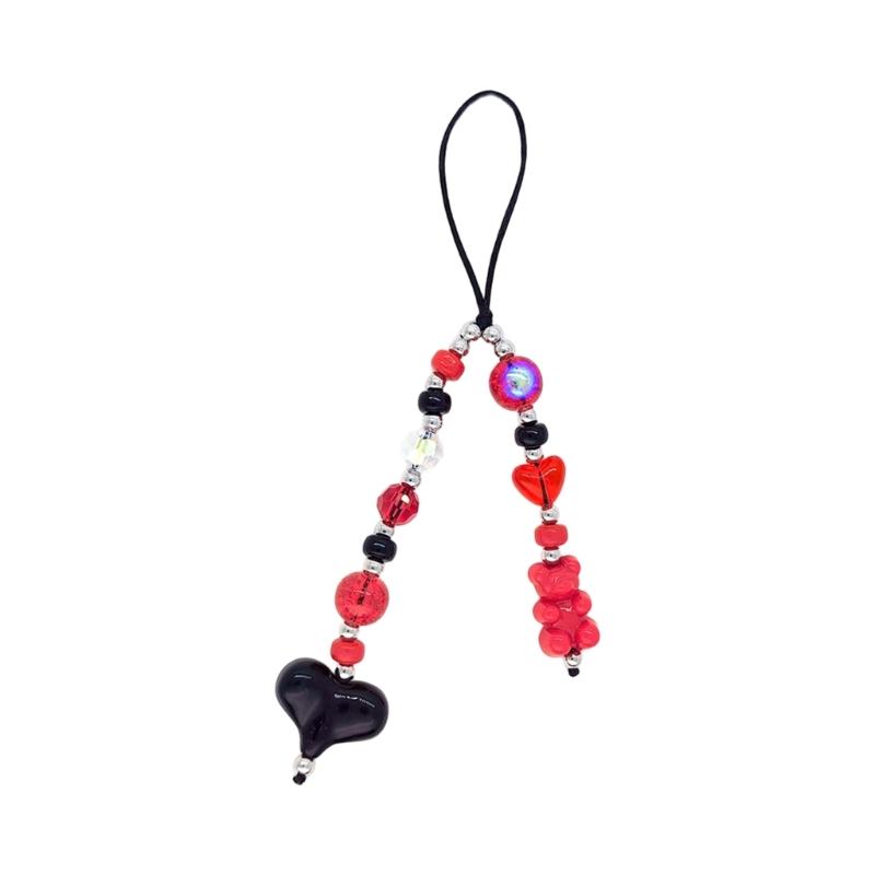 Fashion Heart Bead Keychain Resin Beads Phone Strap Resin Texture for a Modern Look Suitable for Projects and Gifts