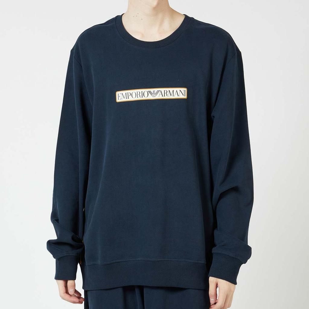 Emporio Armani Свитшот из махровой ткани с начесом и круглым вырезом, с длинными рукавами, с круглым вырезом, тренировочный размер, ЕС, настоящее время 54085735 Товар из официального магазина, черный