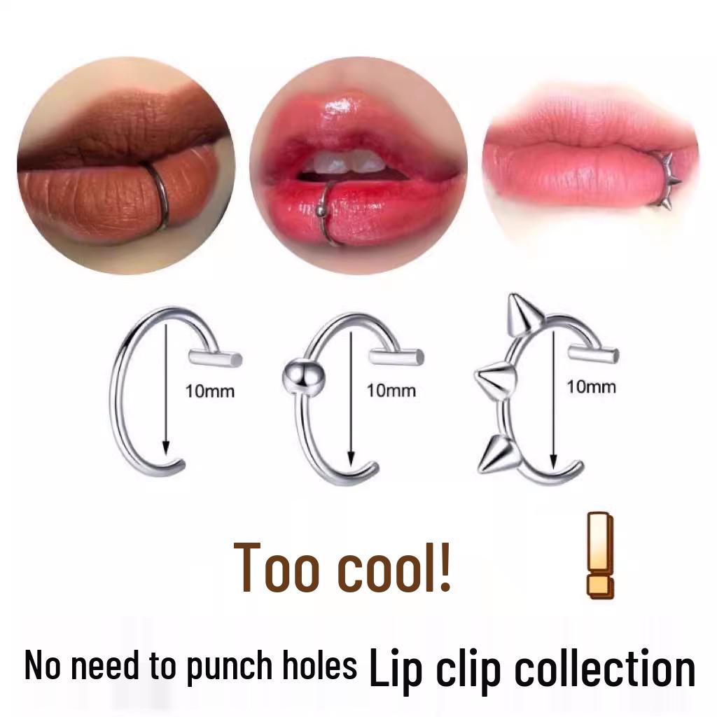 Титановая сталь стикер для пирсинга губы: Трендовое кольцо-имитация пирсинга для мужчин и женщин - Крутой дискотечный ювелирный аксессуар