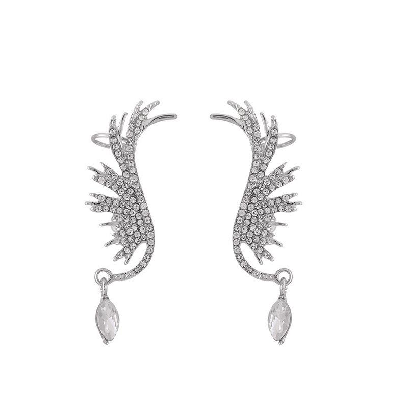 Новые женские серьги-клипсы с хрустальными крыльями ангела, нужны проколотые подвески в виде капель воды, роскошные свадебные украшения для ушей, крутые серьги-каффы