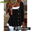 Женские модные повседневные блузки и рубашки с длинным рукавом и U-образным вырезом
