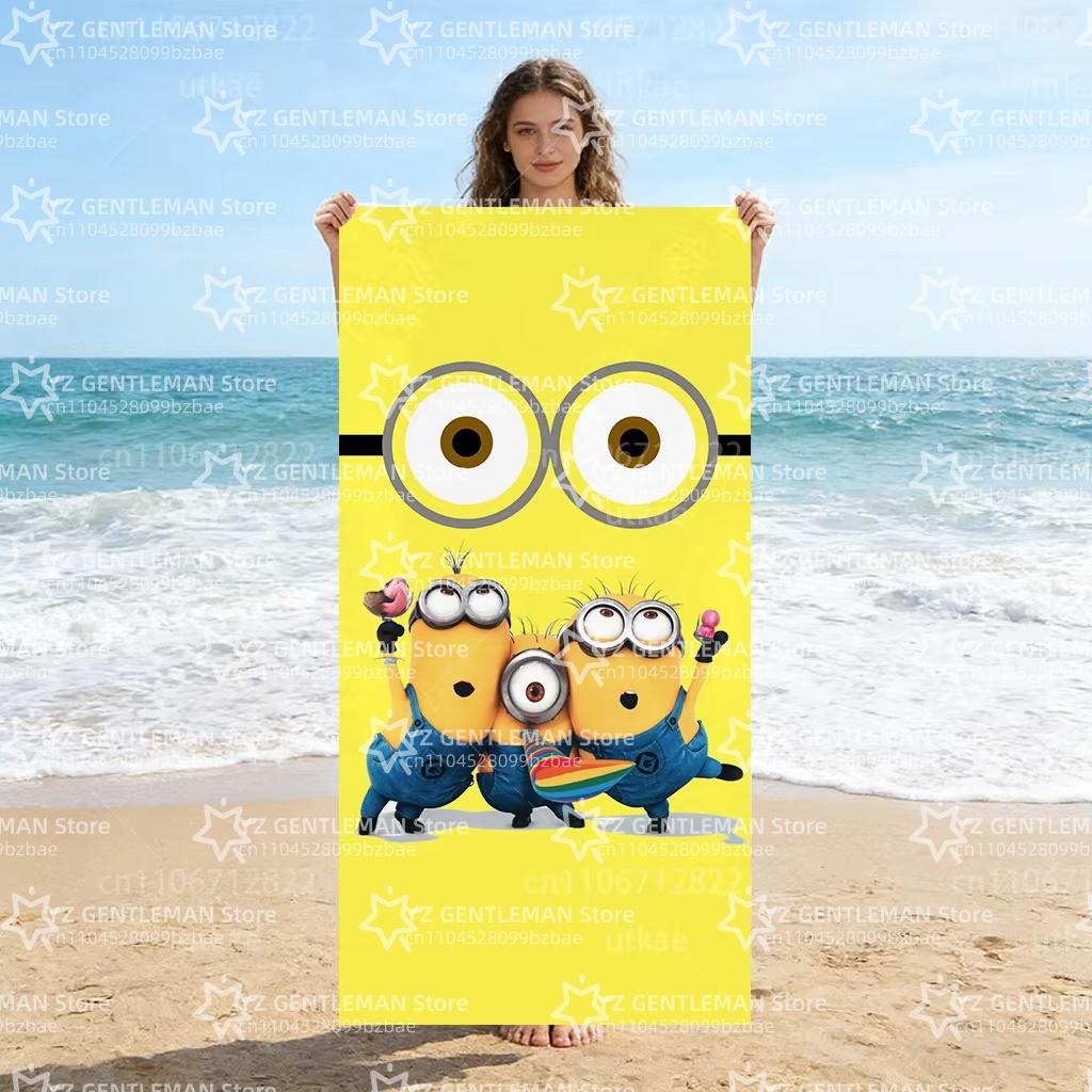 1pc Minions Cute Carto Beach Towel Super Absorbent Lightweight Ideal for Kids Adults Pool Beach Travel Bath Home Daily Use