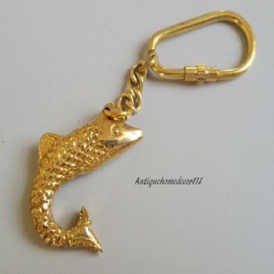 Лот из 50 шт. античный винтажный латунный брелок в виде рыбы морской морской брелок для ключей