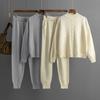 Women's Clothing Autumn and Winter New Semi-turtleneck Twist Knitted Suit Casual Sweater Pullover Two-piece Set