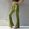 New Stylish Pants for Women High Waist Slim Fit Vintage Fashion Flare Pants Elastic  Trousers