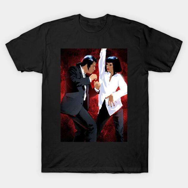 Asian Size Cotton Unisex Tshirt Print T-shirt Pulp Fiction Dance T-shirt No-Cut Print Regular Fit