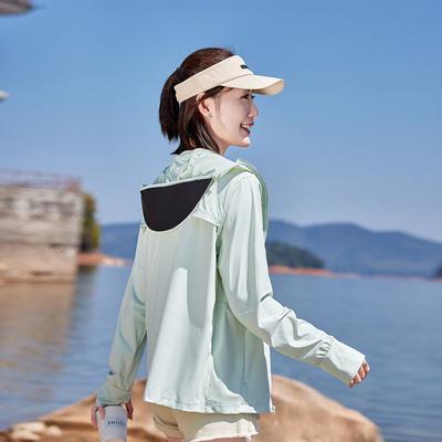 Одежда с солнцезащитным фактором UPF + женская летняя новая из ледяного шелка большого размера модная с капюшоном солнцезащитная одежда велосипедная куртка тонкая