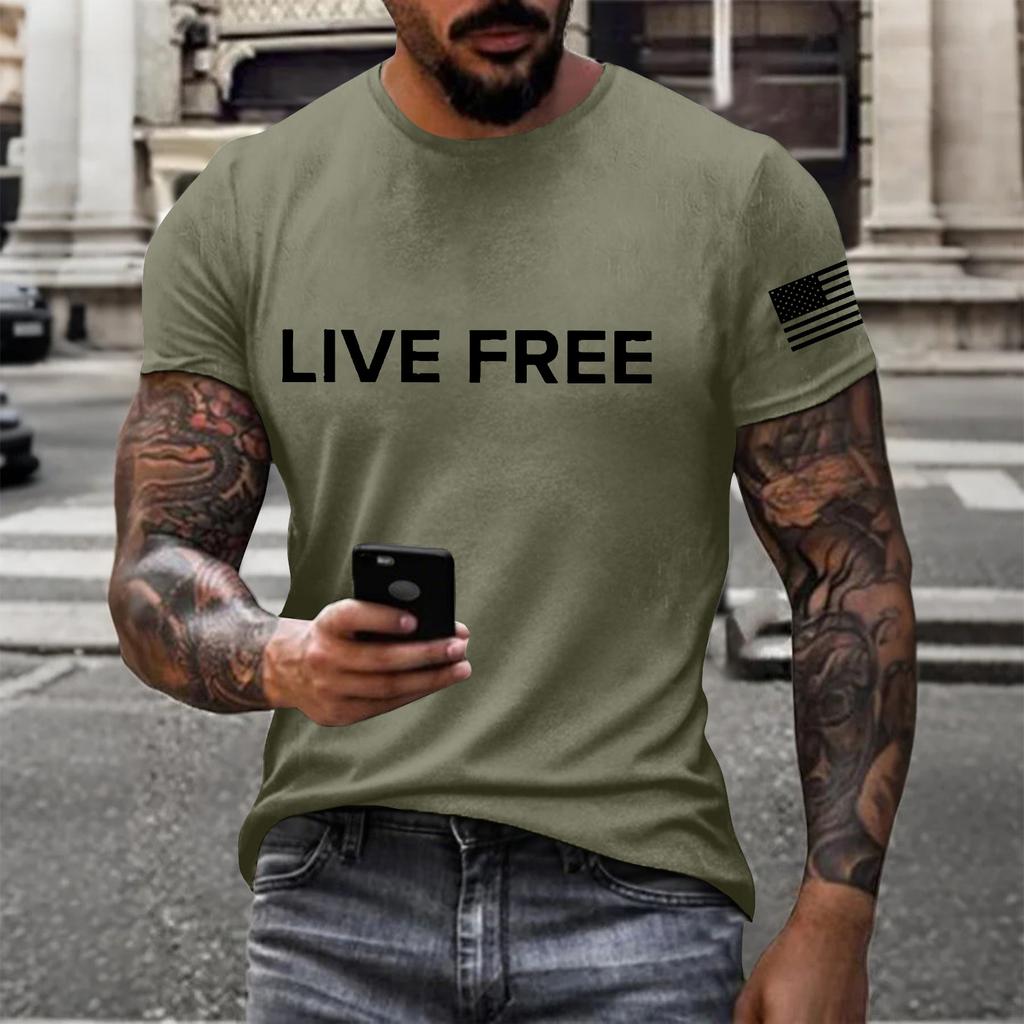 Men's Printed Short Sleeve T-Shirt Men's Loose Casual Short Sleeve Top
