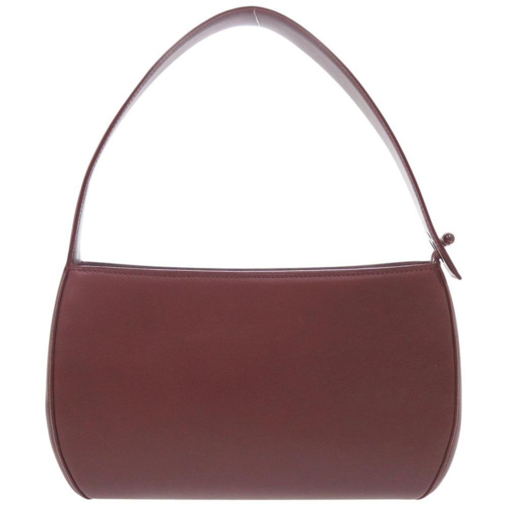 Used AUTHENTIC CARTIER Cabochon Hand Bag Bordeaux Leather