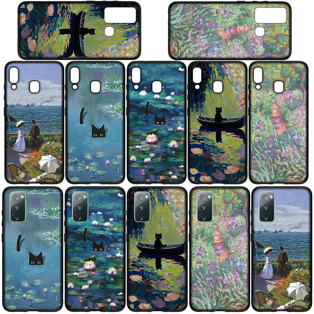 Чехол для iPhone 17 16 15 Xiaomi Poco Redmi Note 14 13 12 11 Pro Max Samsung Galaxy S25 S24 S23 OPPO Huawei Арт Клод Моне Кувшинки Кот Чехол для телефона