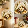 Seasonal Home Decor Accessories Christmas 3D Faux Crystal Ball Hanging Ornaments with Warm LED Miniature Winter Scene Lights, Luminous Tree