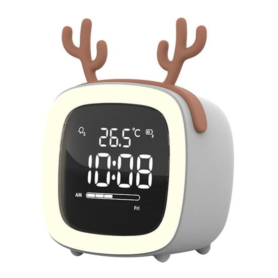 Cartoon Rabbit Ear Shape Rechargeable Digital Display LED Nigh Light Alarm Clock