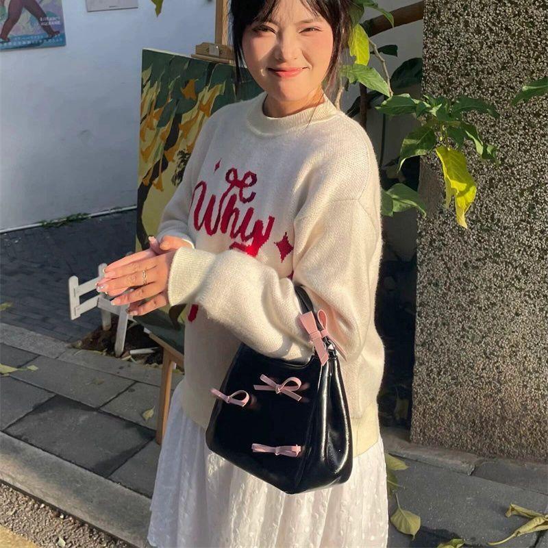 JIAERDI Hot Girls Y2k Hand Bag Purse Female Sweet Cool Bow Handle Blue Bucket Bag Women Harajuku Aesthetic Casual Crossbody Bags