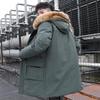Утепленная мужская зимняя куртка средней и длинной длины в корейском стиле с пуховой подкладкой, молодежная трендовая зимняя утепленная куртка