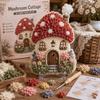 Whimsical Village Creative 3D Fabric Poke Art DIY Kit Mushroom Cottage Village Hand‑Poking Craft Making Set For Adults Beginners