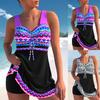 New Comfortable Summer Women's Purple Vintage Pattern Printed Sexy Fashion Bow Resort Beach Swimsuit S-6XL