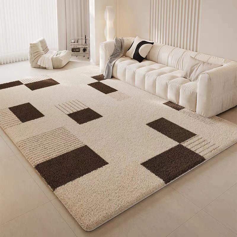 Плюшевый Нескользящий Ковер из Искусственного Кашемира, Большой Зимний Напольный Коврик с Обметанными Краями