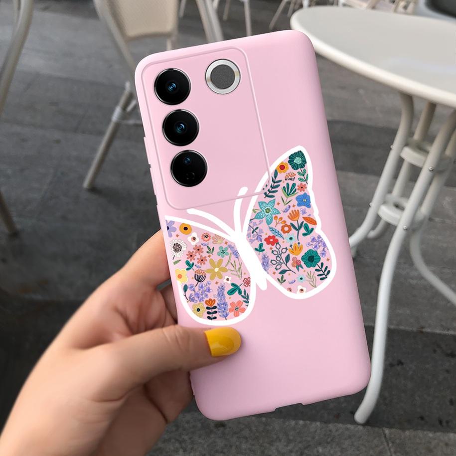 Чехол для Vivo V27 Pro Задняя крышка для Vivo V27e Модный чехол-фунда конфетного цвета с рисунком для Vivo V27 5G V 27e V27Pro V2237 V2230 Мягкий чехол