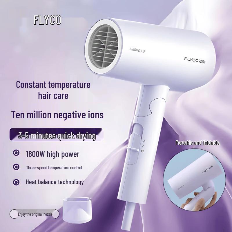 FLYCO FH6277 Negative Ion Foldable Hair Dryer CN plug (adapter included)