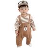 Baby Clothes Rompers Long Sleeve Baby Girls Boys Kids Children Coveralls Bear Bear Horizontal Stripes Sister Clothes Clothes Stylish Simple School