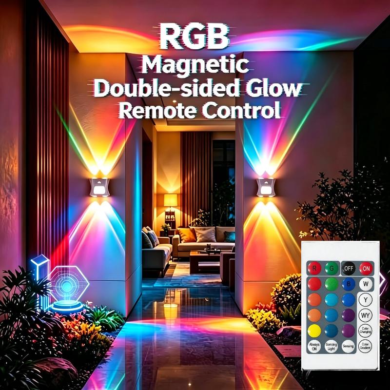 Настенный светильник RGB LED с датчиком движения, Магнитный ночник без сверления, Пульт дистанционного управления, 16 цветов, 3 цветовые температуры, Внутреннее декоративное освещение