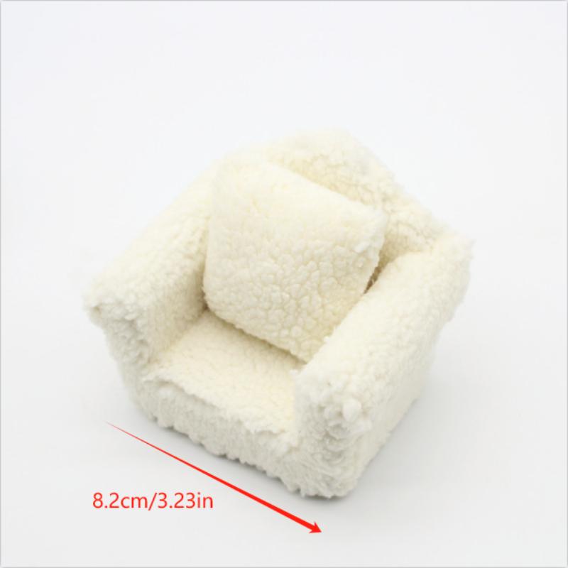 Cute Dollhouse Toy Simulation Plush Sofa With Pillow Miniature Furniture Model Play House Toy Decoration Diy Accessory Kids Gift