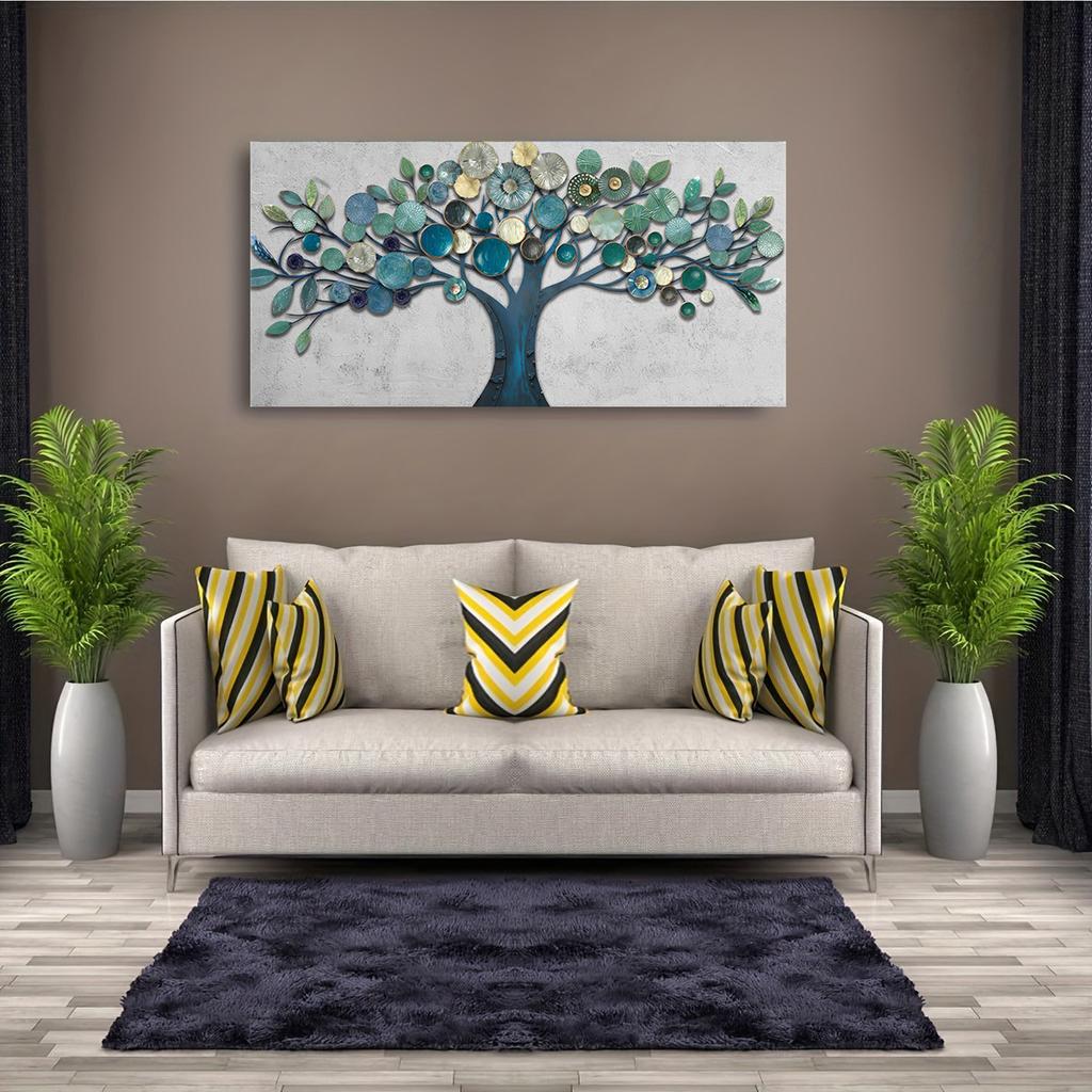 Настенное искусство Гостиная Бирюзовый Синий Дерево Жизни Абстрактная Пейзажная Живопись Современная Печать Художественное Оформление Для Спальни Офиса Домашнего Декора