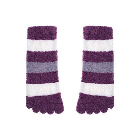 2025 зимние носки-полуноски контрастного цвета для защиты ног в полоску без запаха носки с пятью пальцами для бега