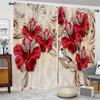 2pcs Luxury Swan Red Golden Flower Pattern Printed Curtain Home Decor Rod Pocket Curtain For Bedroom Living Room Home Decor