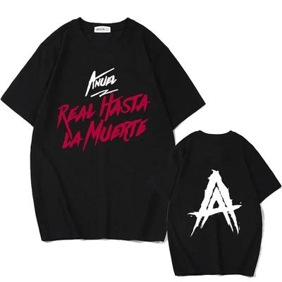 Летняя мужская футболка с короткими рукавами Anuel AA Real Hasta La Muerte с принтом, уличная одежда, свободный пуловер в стиле рэппер, повседневная футболка Pure