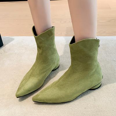 Женские ботильоны с острым носком, замшевые туфли на каблуке, сексуальные, роскошные, зимние, короткий плюш, дизайнерские ботинки для платья 2025 года для женщин
