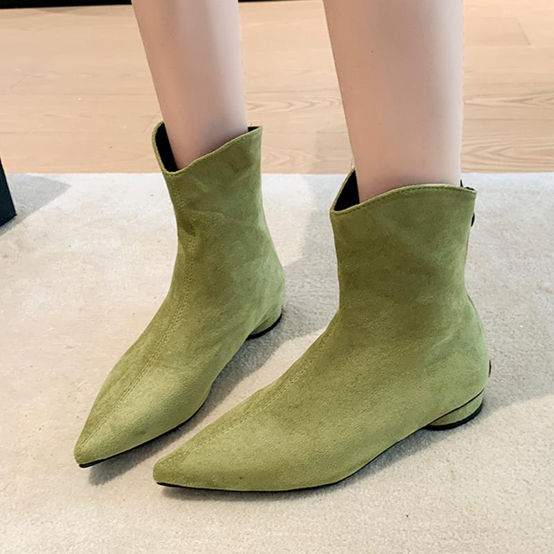 Модные женские ботильоны с острым носком, замшевые, модные туфли на каблуке, сексуальные, роскошные, зимние, короткий плюш, 2025, дизайнерские ботильоны для платья Para Mujer