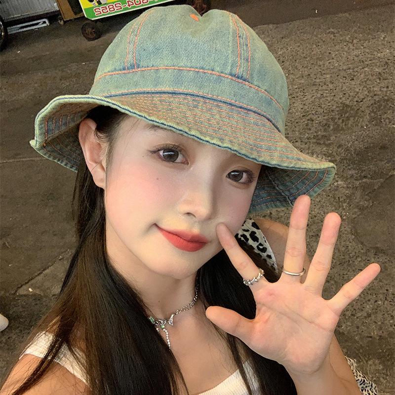Ретро джинсовая шляпа старого рыбака детская весенне-летняя дорожная универсальная солнцезащитная козырек шляпа с изображением умывальника мужская