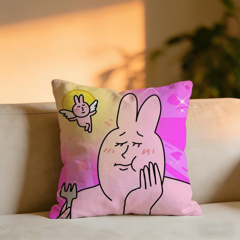 Pink Bunny Cue Cushion Cover Cozy Velvet Throw PillowSoft Warm Cushion For Sofa  Bed