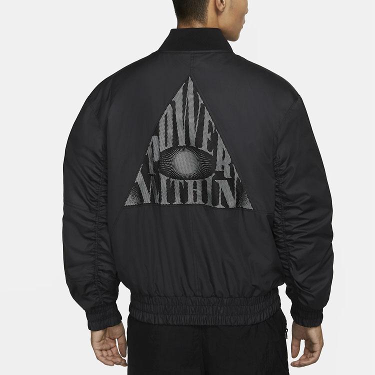Nike Kyrie Баскетбольная спортивная сетчатая тканая куртка-бомбер с принтом, хлопковая верхняя одежда, мужская куртка, черная CK6671-010