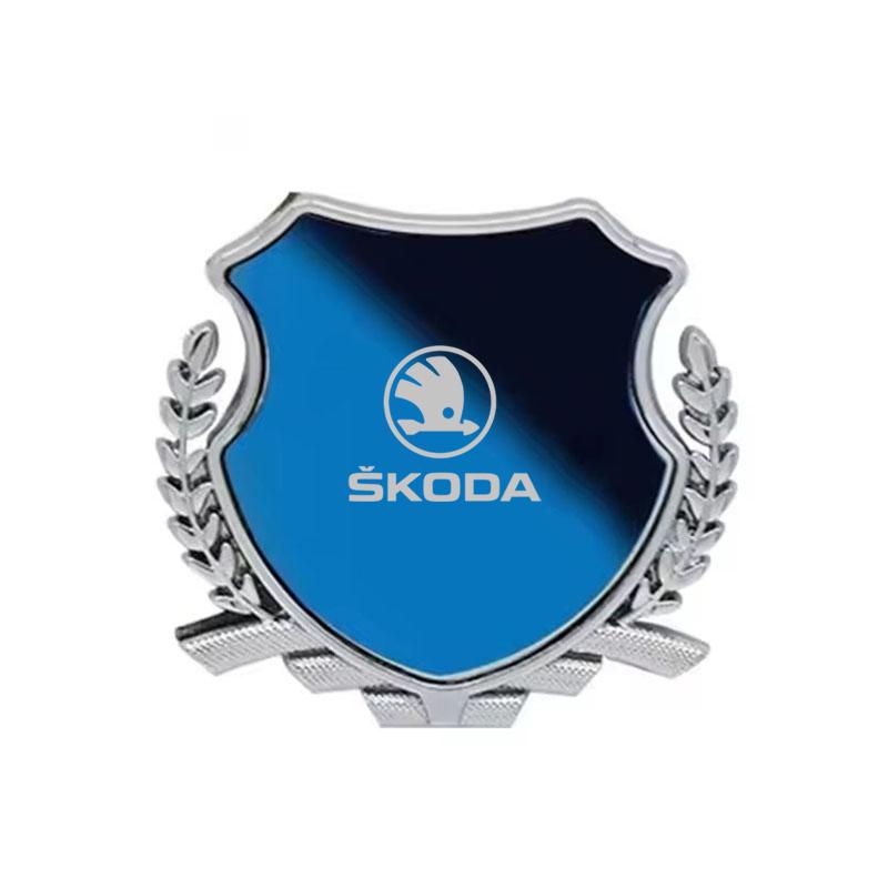 JKFB8 Zinc Alloy Car Logo Side Fender Emblem Body Window Badge for Skoda Superb Fabia Octavia Laura Rapid Yeti Karoq Kodiaq Scala