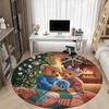 1pc Teddy Bears Christmas Chair Carpet for Office, Indoor Non Slip Washable Polyester Fiber Carpet,
