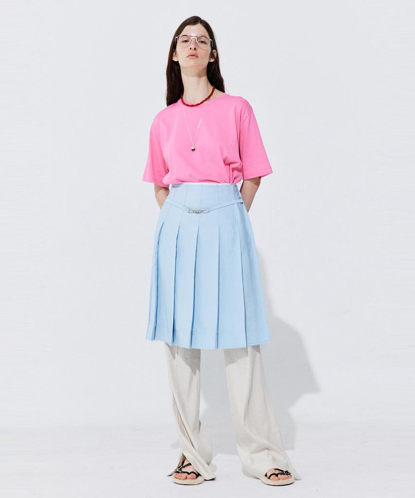 Bundercammer Raw-Cut Pleats Skirt_Light Blue