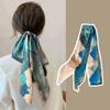 Retro Long Strip Silk Scarf Headband Ribbon Woman Headdress New Printing Tied Hair Turban