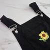 Ladies Summer Casual Embroidered Sunflower Corduroy Bib Pants