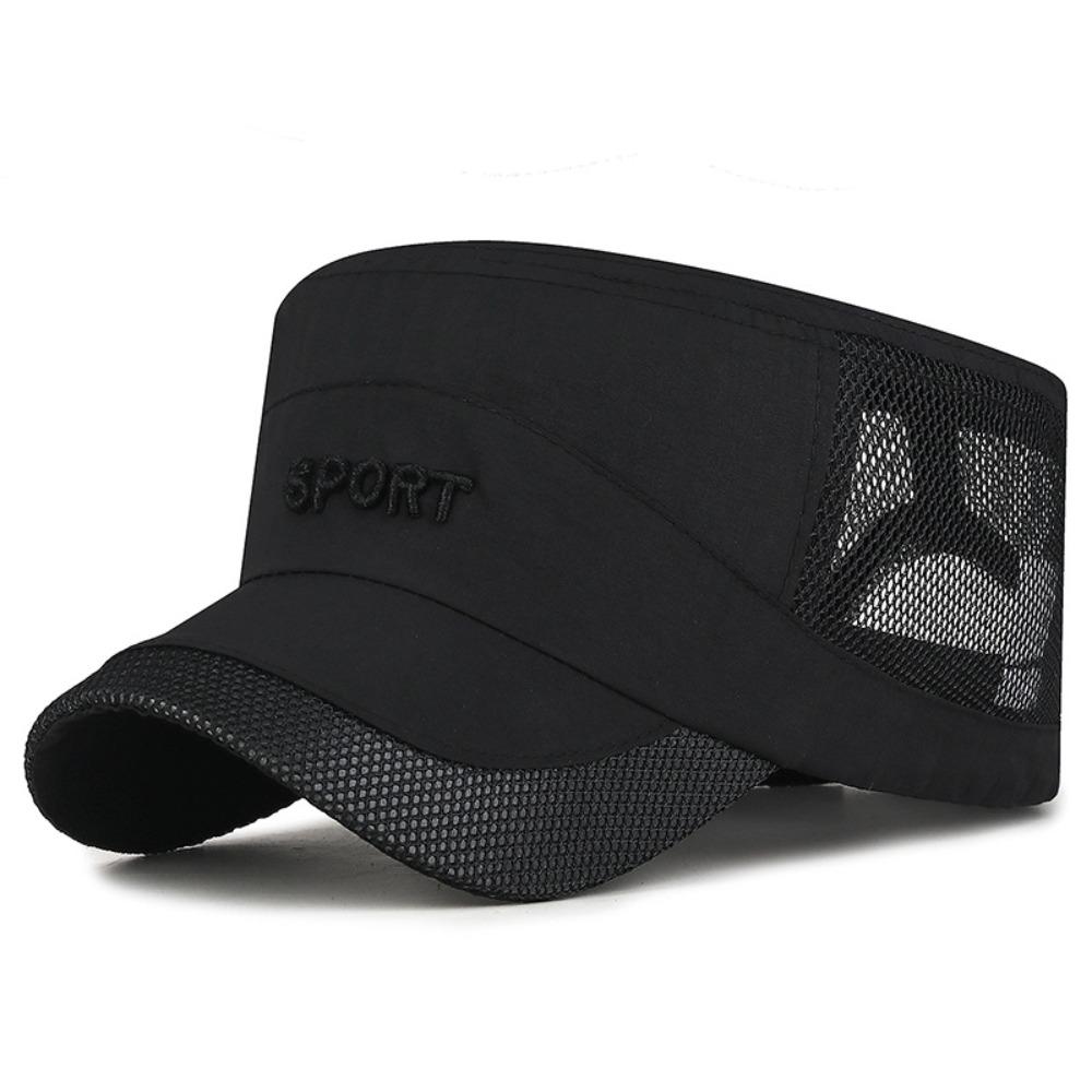 Adjustable Flat Top Cap Sun Protection Quick Drying Cap Retro Mesh Sun Hat  Sports Activities