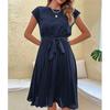 Women's Skirts In Summer Fake Women's Clothing Lines with Solid Color Fold Dress