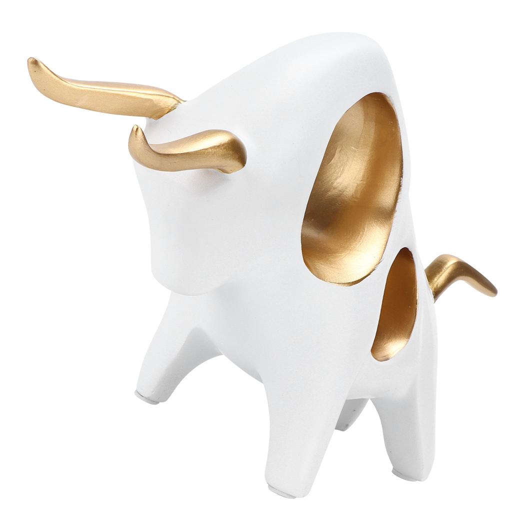 Bull Sculpture Golden EcoFriendly Hand Carving Synthetic Resin Animal Statue for Home Livingroom