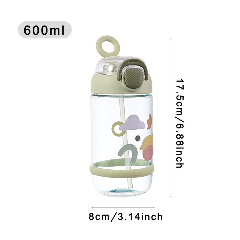 600ML Cute Water Bottle with Straw Portable Plastic Cups Juice Milk Drinking Bottle For Girl Kid Outdoor Drinking Kettle
