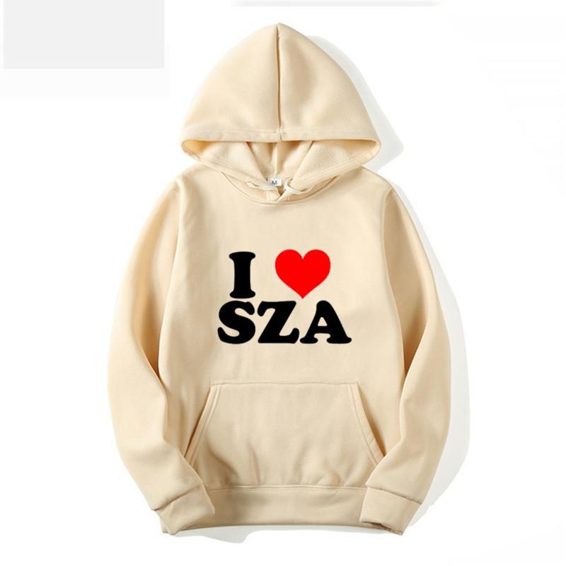 I Love SZA Retro Women's and Men's Hooded Pullover Fashion Couple Casual Hip Hop Sweatshirt Large