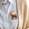 Alloy Lapel Pin Christmas Reindeer Brooch Pin, Rhinestone Elk Sweater Cardigan Coat Suits Accessories, Jewelry Gift for Xmas