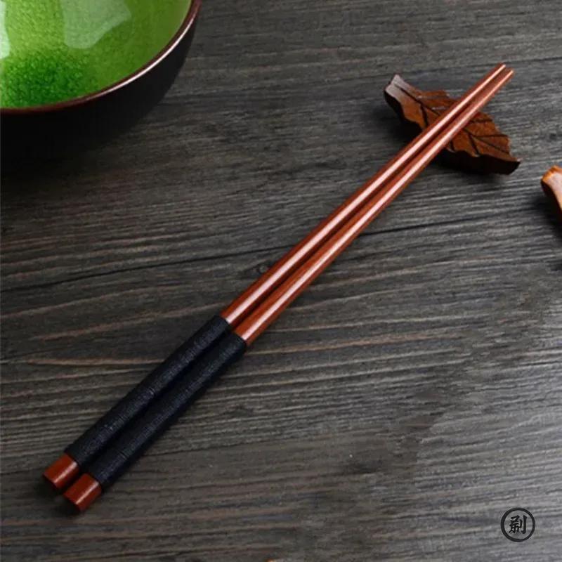 Handmade Japanese Natural Chestnut Wood Sushi Chopsticks Set Value Gift Sushi Chinese Food Tie Line