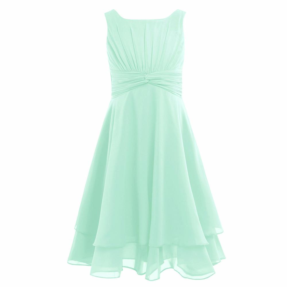 Kids Girls Ruched Waist Flower Girl Dress Princess Pageant Prom Gowns for Wedding Party