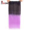 Прямые наращивания волос Ombre Розовый Фиолетовый Наращивание волос на 5 клипсах Синтетические дешевые 22 дюйма для женщин