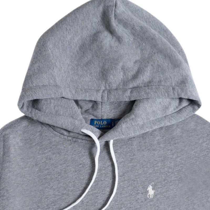 Платье с капюшоном из флиса с длинными рукавами и вышитым логотипом пони Polo Ralph Lauren для женщин, серое WMPODRSNFA20392-020